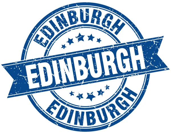 爱丁堡蓝色圆 grunge 复古丝带邮票 — 图库矢量图片