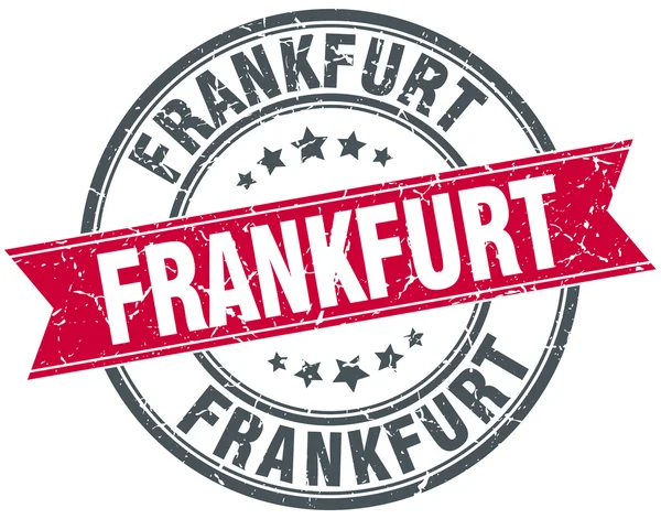 Frankfurt rot runde Grunge jahrgang Multifunktionsleiste Stempel — Stockvektor