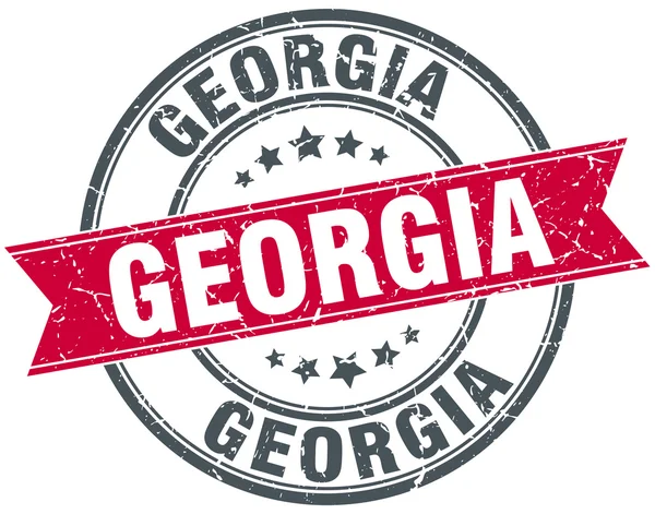 Georgia czerwony okrągły tło wstążka wzór pieczęci — Wektor stockowy