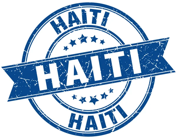 Haiti-blau Runde Grunge jahrgang Multifunktionsleiste Stempel — Stockvektor