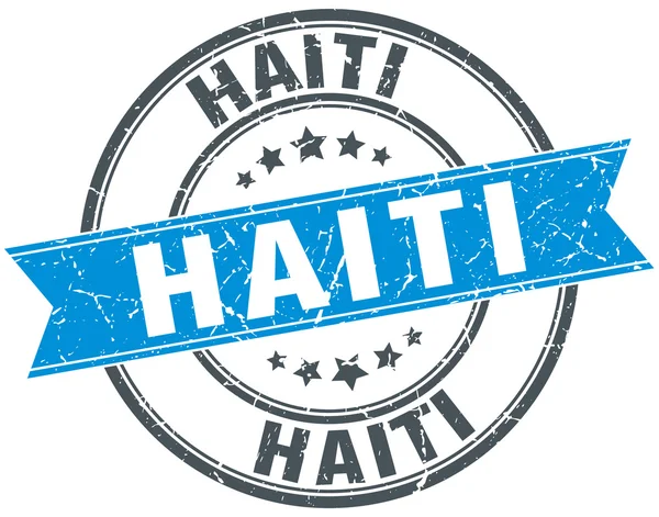 Haïti bleu rond grunge timbre ruban vintage — Image vectorielle