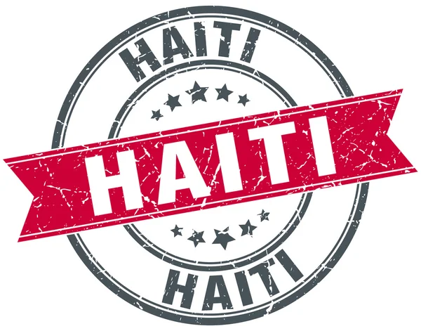 Haiti červené kulaté razítko vintage stuha grunge — Stockový vektor