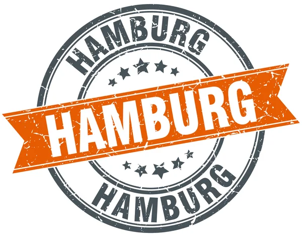 Hamburg-rot runde Grunge jahrgang Multifunktionsleiste Stempel — Stockvektor