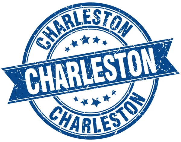 Винтажная марка Чарльстонского голубого круглого цвета — стоковый вектор