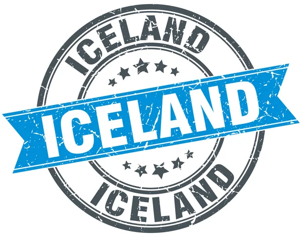Islandia azul redondo grunge vintage cinta sello — Vector de stock