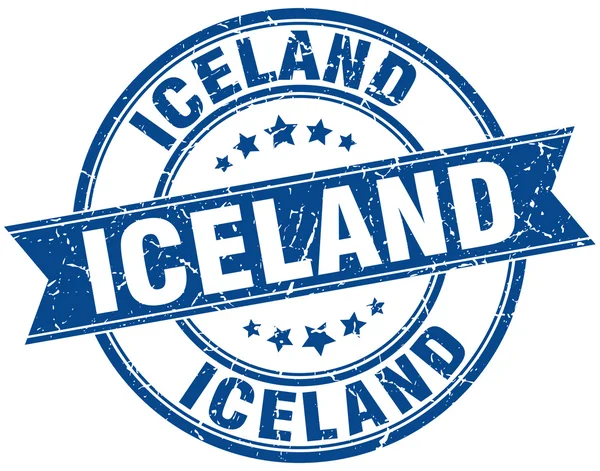 Islandia azul redondo grunge vintage cinta sello — Vector de stock