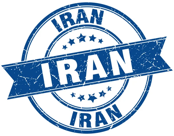 Iran blue round grunge vintage ribbon stamp — Stock Vector
