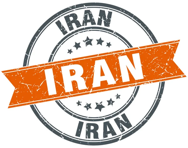 Iran kırmızı yuvarlak grunge vintage şerit damgası — Stok Vektör