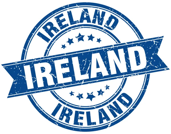 爱尔兰蓝色圆 grunge 复古丝带邮票 — 图库矢量图片