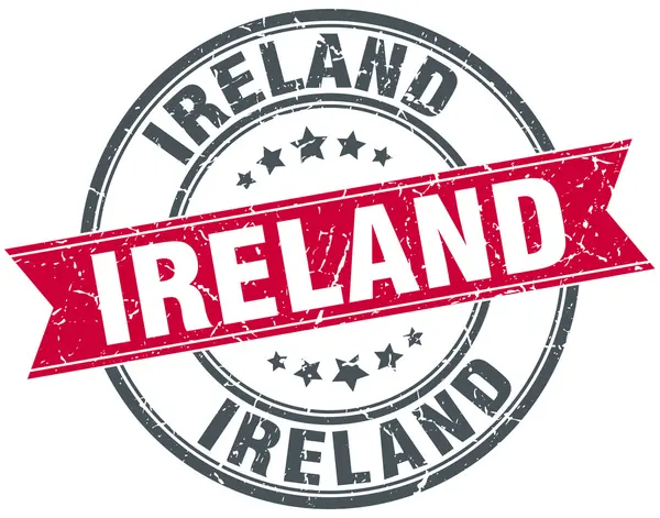 İrlanda kırmızı yuvarlak grunge vintage şerit damgası — Stok Vektör