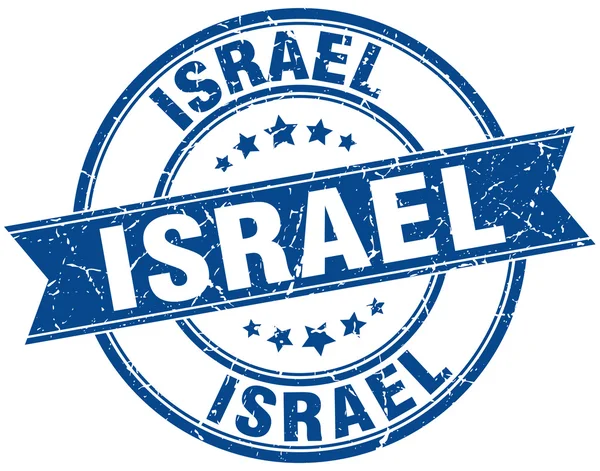 Israel-blau Runde Grunge jahrgang Multifunktionsleiste Stempel — Stockvektor
