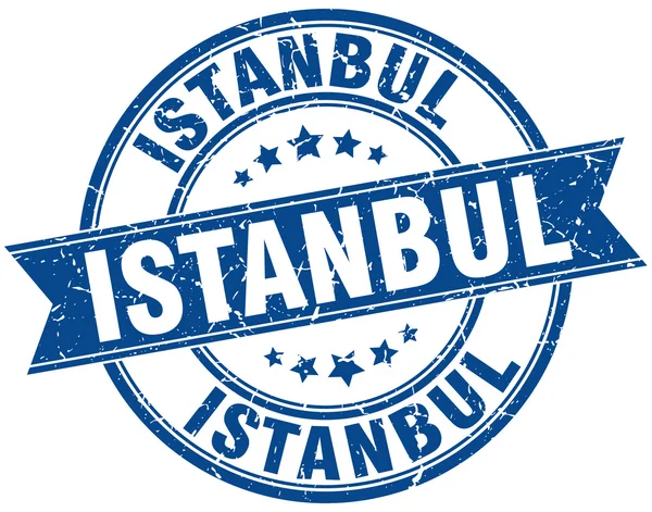 Istanbul-blau Runde Grunge jahrgang Multifunktionsleiste Stempel — Stockvektor