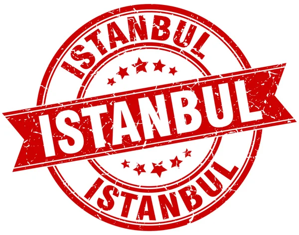 Istanbul czerwony okrągły tło wstążka wzór pieczęci — Wektor stockowy