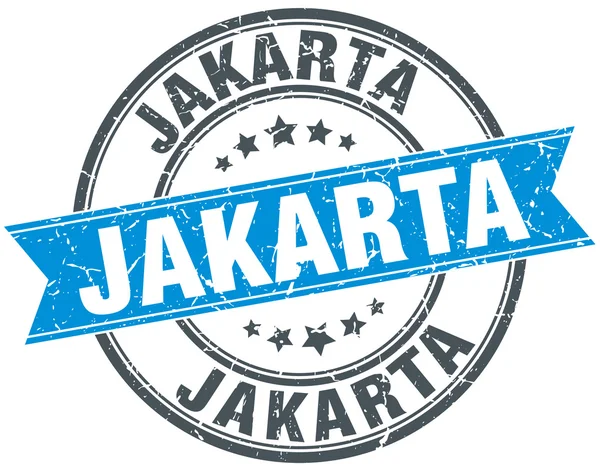 Jakarta blu rotondo grunge vintage nastro timbro — Vettoriale Stock