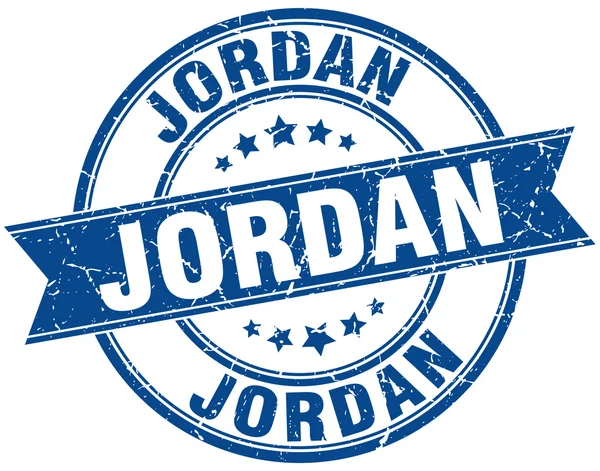Джорданская голубая круглая гранжевая винтажная марка — стоковый вектор