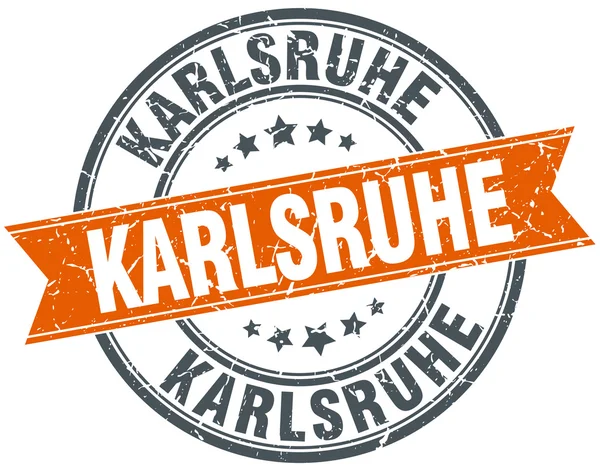 Karlsruhe kırmızı yuvarlak grunge vintage şerit damgası — Stok Vektör