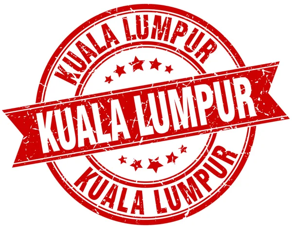 Kuala Lumpur merah bulat grunge cap pita vintage - Stok Vektor