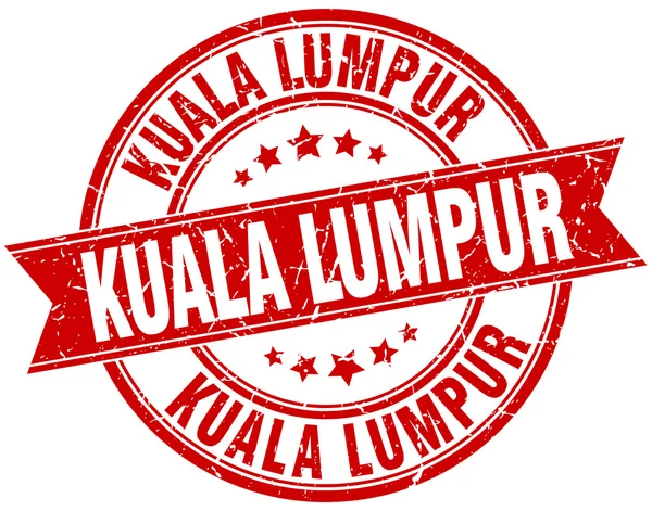 Kuala Lumpur red round grunge vintage ribbon stamp — Stock Vector