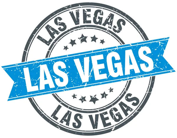 Las Vegas blauwe ronde grunge vintage lint stempel — Stockvector