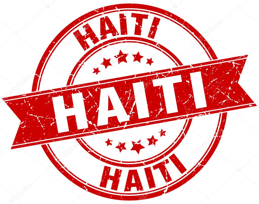 Haiti red round grunge vintage ribbon stamp
