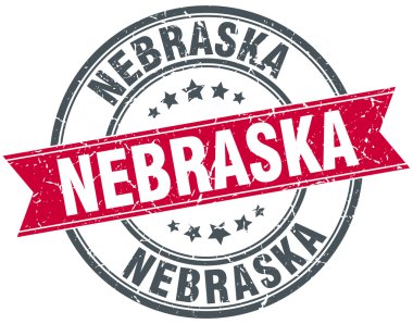 Nebraska kırmızı yuvarlak grunge vintage şerit damgası