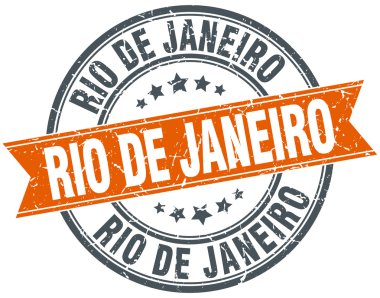 Rio De Janeiro kırmızı yuvarlak grunge vintage şerit damgası