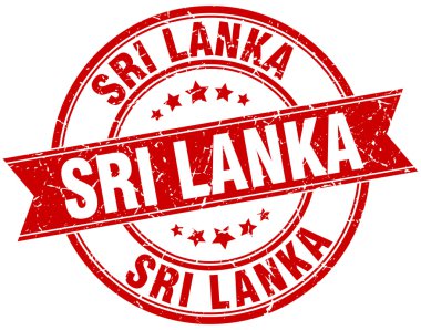 Sri Lanka kırmızı yuvarlak grunge vintage şerit damgası
