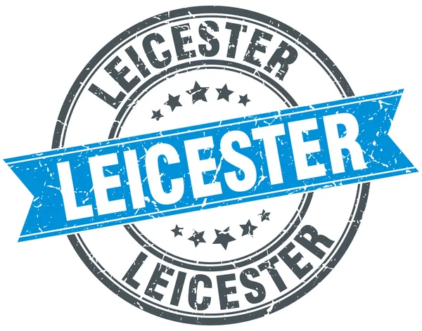 Leicester blauwe ronde stempel van grunge vintage lint — Stockvector