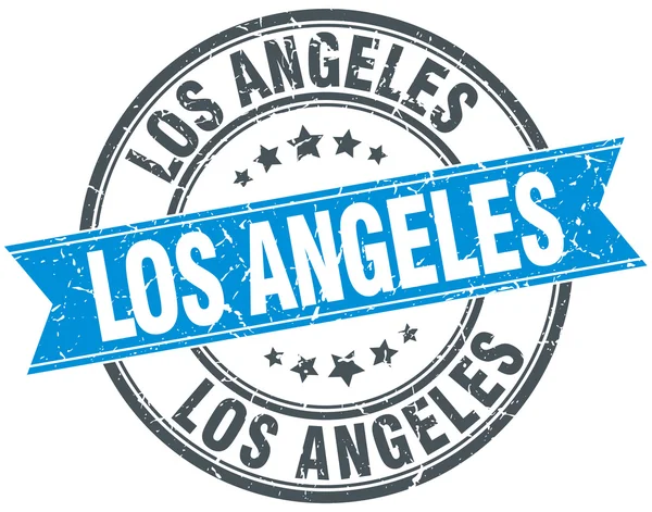 洛杉矶蓝色圆 grunge 复古丝带邮票 — 图库矢量图片