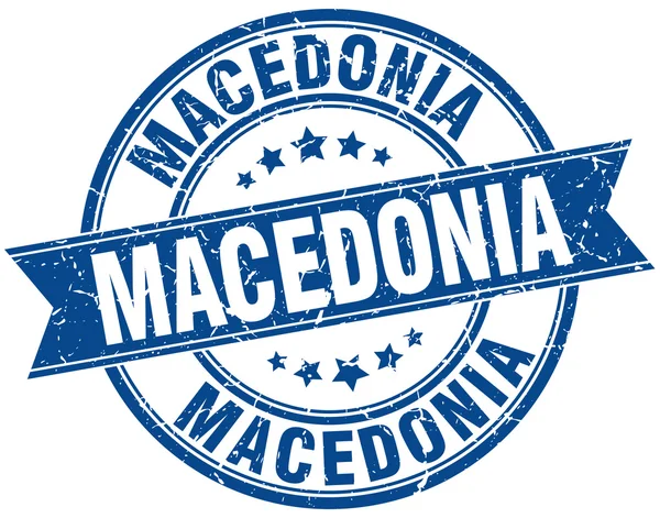 Macedonia azul redondo grunge vintage sello de cinta — Vector de stock