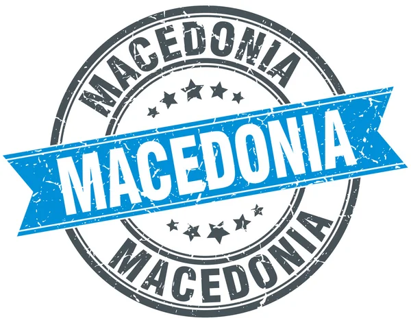 Macedonia azul redondo grunge vintage sello de cinta — Vector de stock