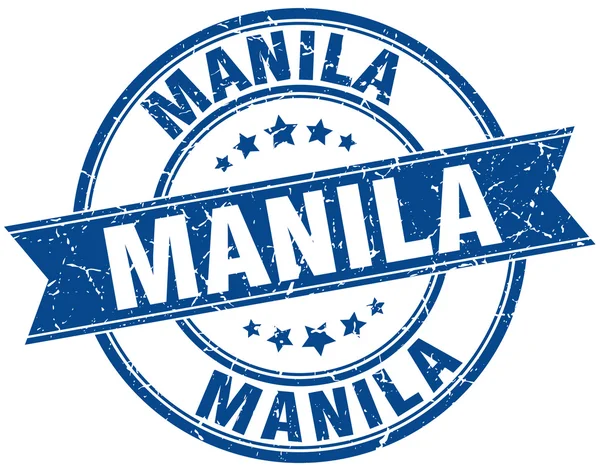 Manila azul redondo grunge vintage cinta sello — Archivo Imágenes Vectoriales