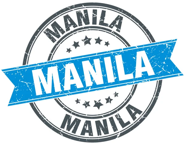 Manila azul redondo grunge selo de fita vintage —  Vetores de Stock