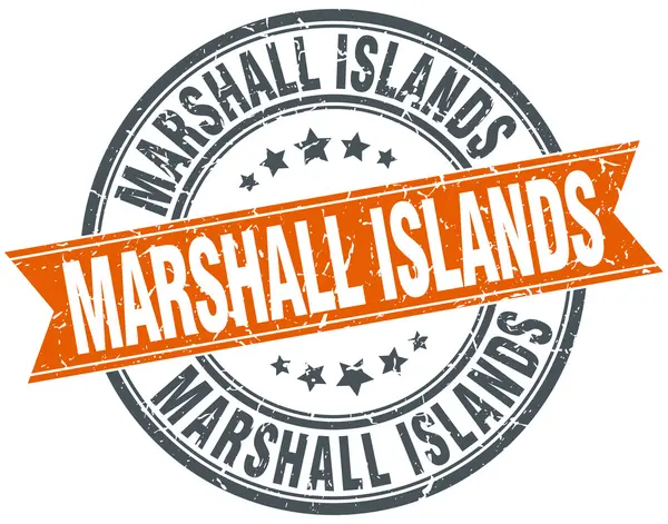 Sello de cinta vintage grunge redondo rojo de las Islas Marshall — Vector de stock