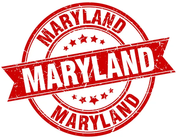Maryland rojo redondo grunge vintage cinta sello — Archivo Imágenes Vectoriales