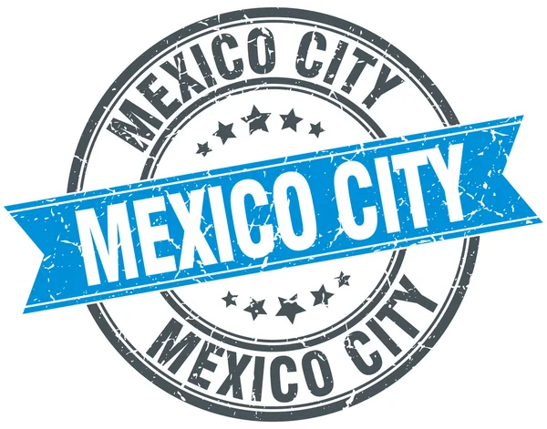 Mexico City timbre grunge rond bleu vintage ruban — Image vectorielle