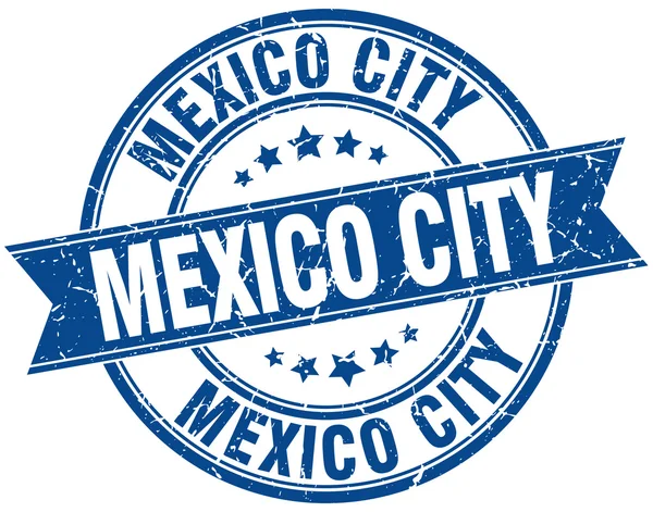 Mexico City timbre grunge rond bleu vintage ruban — Image vectorielle