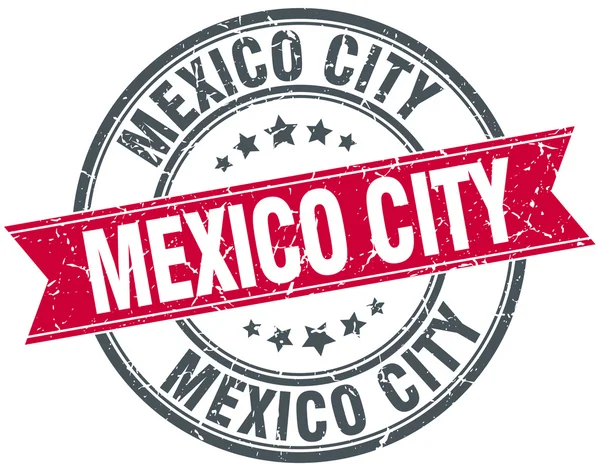 Mexico City kırmızı yuvarlak grunge vintage şerit damgası — Stok Vektör