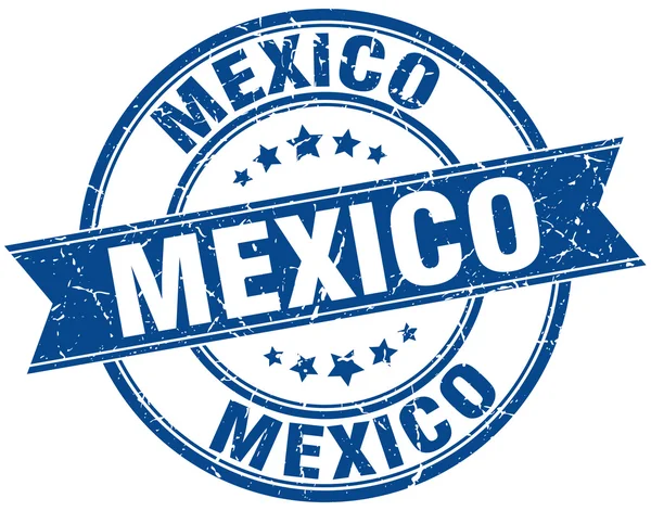 Meksyk niebieski okrągły tło wstążka wzór pieczęci — Wektor stockowy