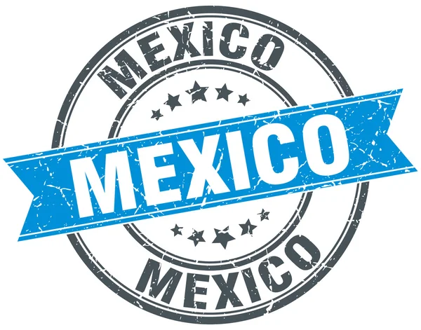 Mexiko blaue runde Grunge Vintage Bändchenmarke — Stockvektor