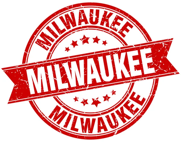 Milwaukee vermelho redondo grunge selo de fita vintage —  Vetores de Stock