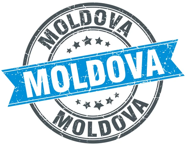 Mołdawia niebieski okrągły tło wstążka wzór pieczęci — Wektor stockowy