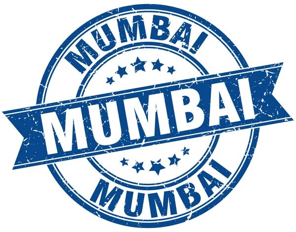 Mumbai-blau Runde Grunge jahrgang Multifunktionsleiste Stempel — Stockvektor