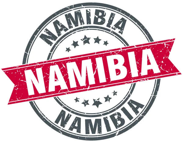 Namibia red round grunge vintage ribbon stamp — Stock Vector