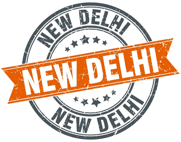 New Delhi rode ronde grunge vintage lint stempel — Stockvector