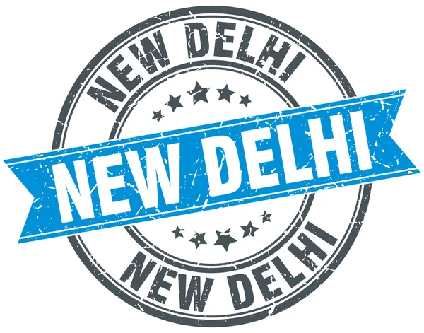 New Delhi modré kulaté razítko vintage stuha grunge — Stockový vektor