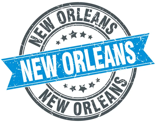 Sello de cinta vintage grunge redondo azul de Nueva Orleans — Vector de stock