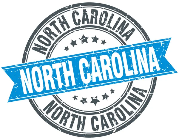 North Carolina blue round grunge vintage ribbon stamp — Stockvektor