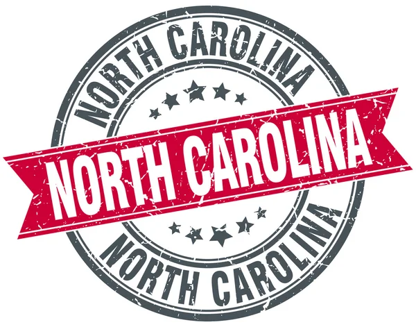 Carolina del Norte rojo redondo grunge vintage cinta sello — Vector de stock
