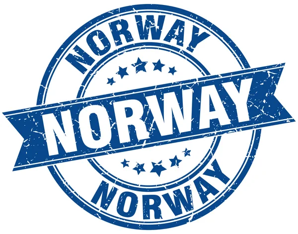 Νορβηγία μπλε στρογγυλή σφραγίδα vintage κορδέλα grunge — Διανυσματικό Αρχείο